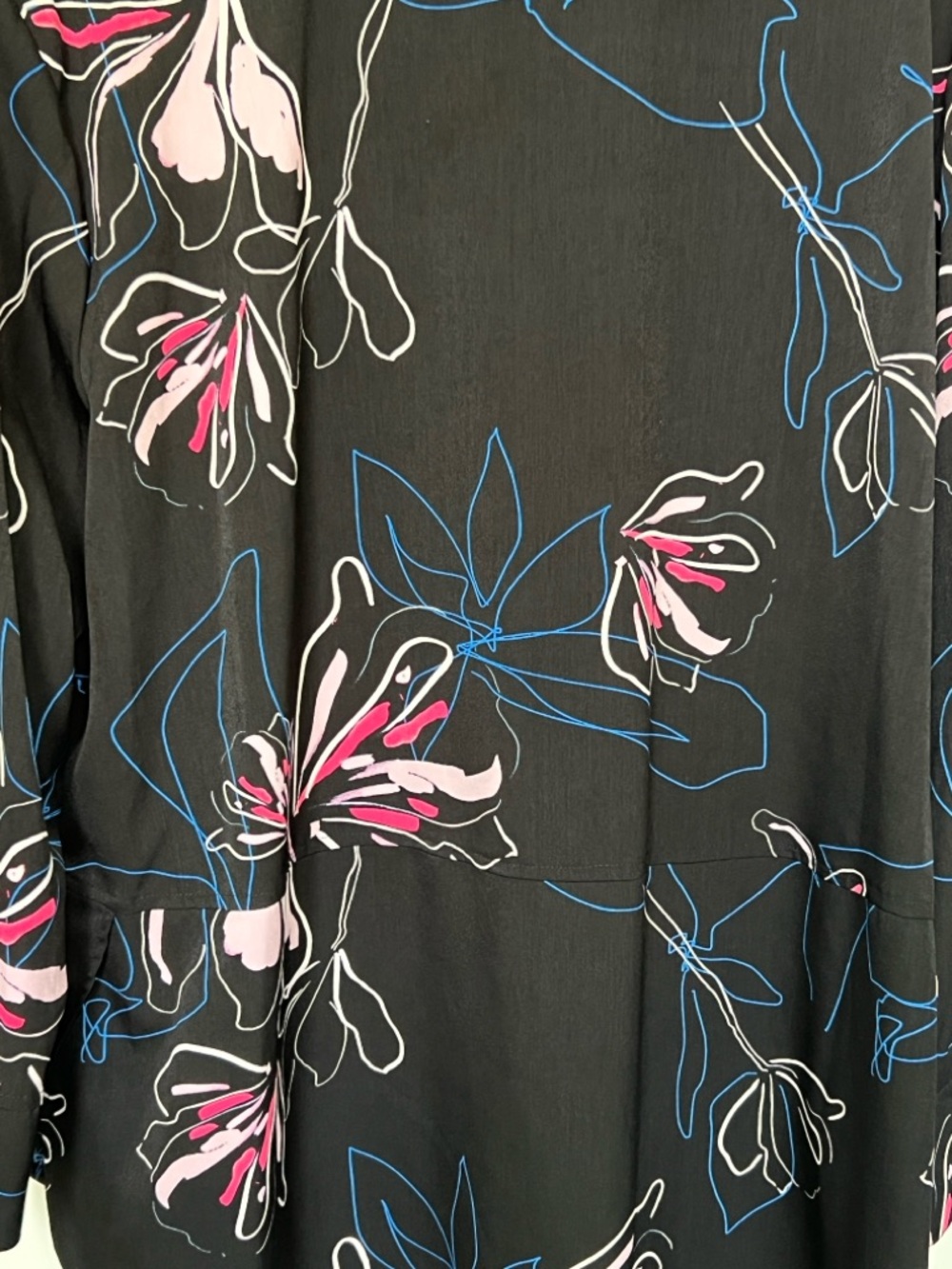 PAIGE Black Floral Button-Front Blouse with Pink & Blue Accents - Picture 5 of 5